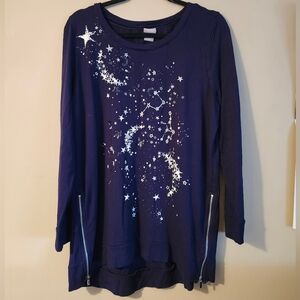 Chico's Zenergy Starry Sky Print Tunic Sweatshirt